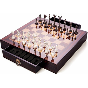 Scacchiera artigianale di lusso-scacchiera in <span class=keywords><strong>legno</strong></span> Premium con Design intarsiato | Elegante Set di scacchi pieghevole per regali e collezionisti - Product Image 3