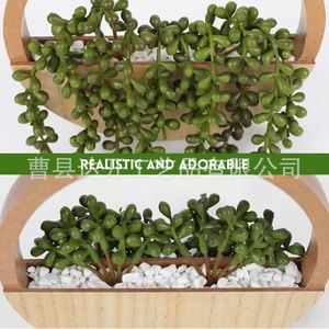 Artificial Plant Wooden Hanging Basket For Home <b>Wall</b> <b>Decoration</b> Storage <b>Flower</b> Pot With High Simulation Feature - Product Image 3