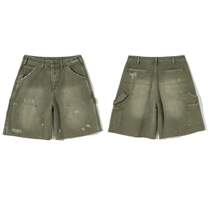 Shorts <span class=keywords><strong>en</strong></span> jean personnalisés de qualité, respirants, amples, déchirés, style charpentier, délavés à l'acide, streetwear - Product Image 2
