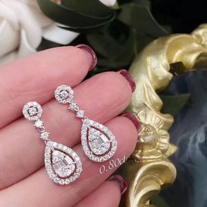 Xinfly <b>Statement</b> 18K Pure Gold Water Drop Natural Diamond Lady Bridal Fashion Jewelry Stud Earring and <b>Necklace</b> Set - Product Image 5