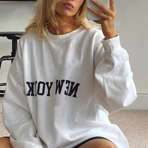 Haute qualité impression personnalisée français éponge sweat femmes 2023 pull surdimensionné sweat à col rond pour les femmes - Product Image 6
