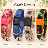 Collier pour chien et chat réglable à dégagement rapide avec boucle en nylon à motif floral imprimé océan, anneau en D et clochette, couleur Teal Pink