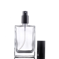 Bouteille pour parfum, flacon de 30ml, 50ml, Offre Spéciale ml, rectangle, transparent, avec capuchon de pompe en aluminium, 100 pièces
