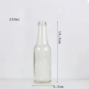 Wholesale Botellas De Cerveza 330 Ml 250 Ml 350 Ml Custom Transparent Recycle Clear Flint Glass Beer Glass Bottle With Crown Cap