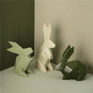 Art créatif moderne en céramique, 1 pièce, produits de décoration pour la maison, séries verte, animal, lapin, ornements - Product Image 1