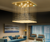 Lustre moderne en cristal avec structure en fer, éclairage LED AC 220V pour salon, plafond haut, taille moyenne, fait main, faisceau 360°