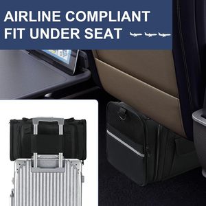 Haustier-Transporttasche für Hunde & Katzen, Weich, Fluggesellschaft-Zugelassen, Waschbar, Tragbar, TSA-konform, Polyester-Material, für den Außenbereich (Schwarz) - Product Image 6