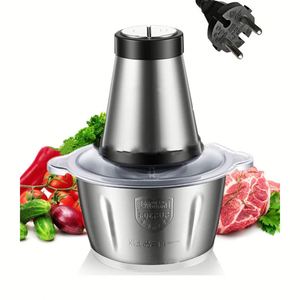 Hachoir à viande électrique multifonctionnel en acier inoxydable, moulin à aliments, mixeur 2L pour légumes, haricots, ail, écologique, 110-240V - Product Image 1