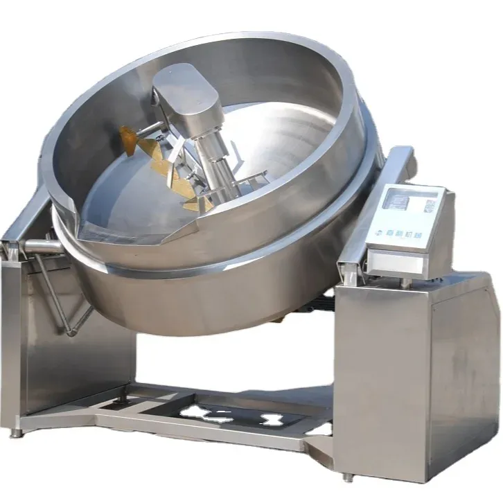 2024 new industrial cooking candy steanm Jacketed Kettle with mixer