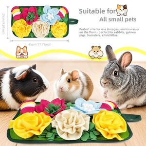 Bunte Filzblumen & Versteckte Leckerli-Taschen Schnüffelmatte für Kaninchen, Meerschweinchen und <span class=keywords><strong>Hamster</strong></span> - Product Image 2