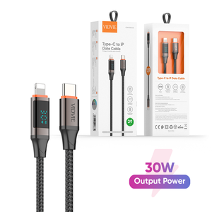 VIDVIE cắt-cạnh nhiệt độ thấp 30W sạc nhanh mật độ cao dệt Cáp dữ liệu với màn hình <span class=keywords><strong>LED</strong></span> - Product Image 1