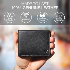 Portefeuille Lavalen pour homme en cuir véritable, fin, avec blocage RFID, en cuir noir - Product Image 2