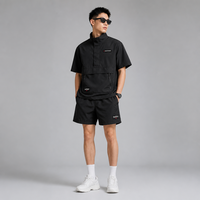 Ensemble court coupe-vent en nylon pour homme, fermeture éclair 1/4, manches courtes, résistant à l'eau, séchage rapide, été, logo personnalisé OEM