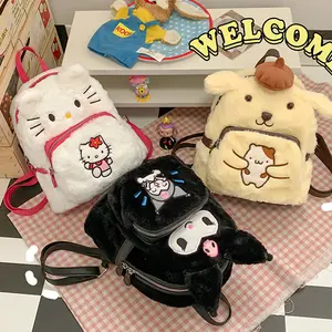 High Quality Kulomi Melodi Tie-dye Stuffed Plush School Bag Kawaii Plush HK Kitty Cat Schoolbag Cartoon KIds Backpack