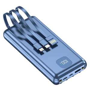 Power Bank ponsel 20000MAH PD22.5W 3 kabel pengisian daya Cepat bawaan untuk memenuhi beberapa perangkat dan merek