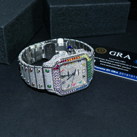 Montre mécanique en moissanite argentée OEM ODM, étanche, aiguilles lumineuses, style hip-hop de luxe, pour homme, vente chaude