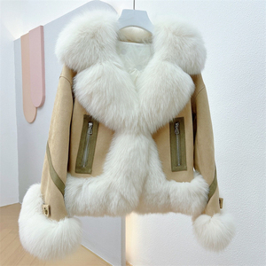 OFTBUY hiver épaissi populaire naturel fourrure de renard costume col épais chaud nouvelle mode daim duvet d'oie doublure manteau exquis - Product Image 1