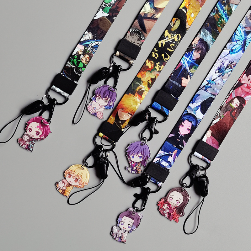 Anime Cool Cartoon Demon Lanyards Pendant Anti-Lost Card Holder Phone Accessories Wholesale Portable Neck Satin Lanyards