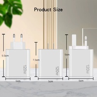 Pengisi Daya Ponsel 120W 16W Standar Eropa, Amerika, dan Inggris Kepala Pengisian Multi-port Adaptor Peralatan Rumah Tangga Kecil