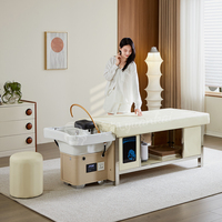 Table de massage thaïlandaise multifonctionnelle beige 2026 pour salon de coiffure, avec bol en céramique pour thérapie, moxibustion, spa capillaire et lit de shampoing