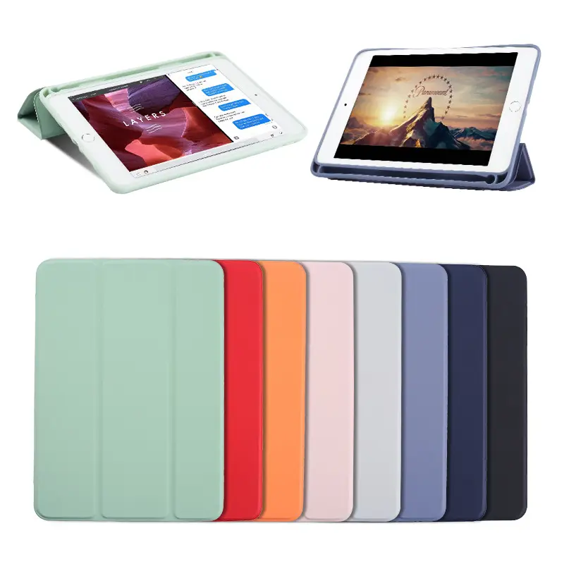 Popular Tablet Cover iPad with Pencil Holder Slot Magnetic Liquid Silicone Case for iPad 10.2 Inch Pro 3 Mini Air 3