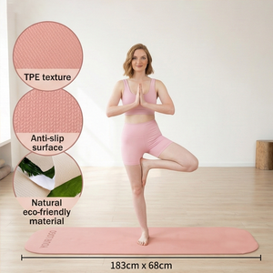 Tapete de <span class=keywords><strong>Yoga</strong></span> Premium de Doble Capa de Goma TPE de 6mm de Grosor, Antideslizante, Impermeable, con Logotipo Personalizable y Bolsa de Transporte - Product Image 3