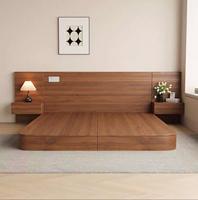 Lit mural en bois de chêne moderne minimaliste écologique avec finition mélamine pour hôtel, villa, chambre à coucher, lit queen ou king size, lit tatami