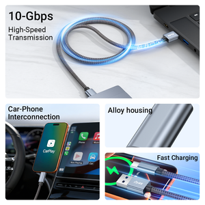 Cavo USB ULT-unite 3A PD 60W per Ricarica Rapida, 10Gbps, da USB Tipo A a Tipo C, Rivestimento Intrecciato, Supporto Logo OEM, Lunghezza e Confezione Personalizzabili - Product Image 2