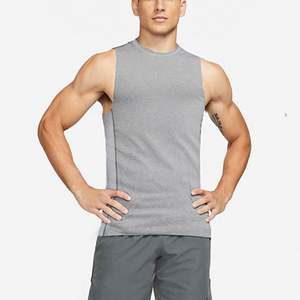 Vente en gros de gilet de sport respirant de grande taille pour hommes, débardeur ample avec design sans manches, tissu tricoté de couleur unie - Product Image 2