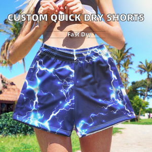 <b>Women's</b> Lightning Print Eco-Friendly Quick Dry <b>Board</b> <b>Shorts</b> Elastic Waist Mid Length Formal Swimwear - Product Image 2