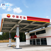 Structure en acier sur mesure FT pour station-service, toit modulaire à grande portée, panneau d'affichage LED personnalisable en couleur