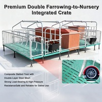 Enclos d'élevage porcin pour truies, avec grille et lit double pour cage