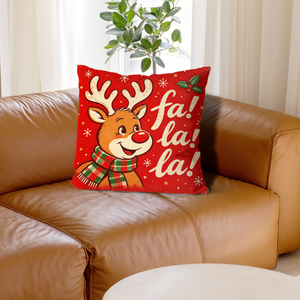 Funda de Cojín Cuadrada de Lino Antiarrugas de 18x18 con Estampado de Reno por Transferencia Térmica, Fundas de Almohada Impresas para Decoración Navideña del Sofá - Product Image 2