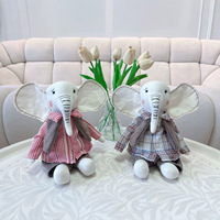 Nouvelle poupée en tissu éléphant géant adorable de style coréen, idéale pour Instagram, rembourrage en coton PP, anniversaire 14 ans, faite à la main en coton-lin