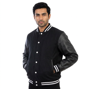Chaquetas Varsity Hechas a Medida con Cuello Alto, Resistentes al Viento, de Cuero Genuino, Fabricadas en Pakistán, Precio Personalizado, Color Personalizado - Product Image 1