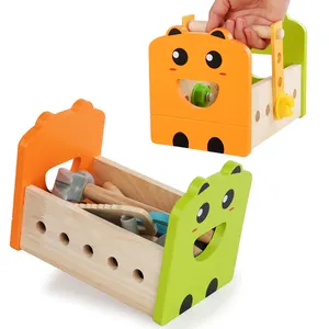 새로운 트렌드 만화 어린이 도구 세트-다채로운 도구가있는 나무 도구 상자 고품질 유아 교육 구조