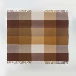 Dr.Wool 130*170CM Moderne karierte Wolldecke Einfaches koreanisch inspiriertes gewebtes Design 100% Wolle 380g/m² Quasten wurf für das Home Festival - Product Image 3