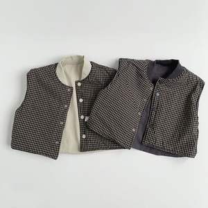 Nouvelle collection hiver : Gilet réversible épais pour enfants, garçons et filles, motif écossais, sous-vêtement chaud, vêtements élégants pour enfants - Product Image 4