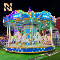 Manège romantique bleu Nova Rides, 16 animaux de carrousel à vendre, CBD-16-Blue Horses à vendre avec éclairage