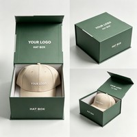 Boîte rigide à rabat magnétique de luxe personnalisée pour l'emballage de chapeaux et de perruques, grande boîte cadeau pliable en carton avec impression de logo