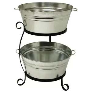 Galvanized Double Beverage Tub Home Bar Restaurant Wedding Hotel <b>Room</b> New Year Party Events Wine Bucket Chiller Ice Beverage Tub - Product Image 1