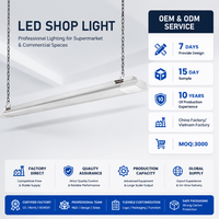 Lampu Toko LED 120cm Buatan Pabrik OEM Cina, Lampu Gantung untuk Bengkel, Ruang Bawah Tanah, Kabel Daya dengan Rantai Tarik, Speaker Pintar
