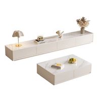 Meuble TV au design moderne personnalisable avec plusieurs tiroirs et plateau plat en aluminium.