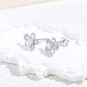 Vente directe d'usine, boucles d'oreilles en argent sterling 925, zircon, forme de flocon de neige, délicates, fines, petites fleurs, pour femmes, exquises - Product Image 4