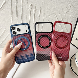 Funda de fibra de carbono de alta calidad con anillo magnético y soporte Pitaka para iPhone 17 16 15 Pro Max, cubierta trasera texturizada con efecto de atardecer y líneas completas - Product Image 2