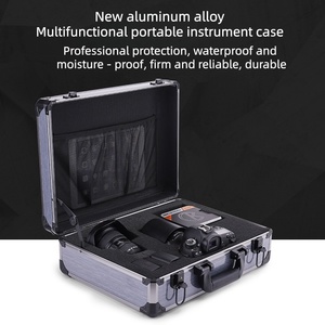 Usine directe petit boîtier en aluminium dur argent noir <span class=keywords><strong>valise</strong></span> Portable pour Instruments équipement antichoc <span class=keywords><strong>outil</strong></span> organisateur - Product Image 3