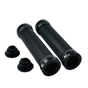 Poignées de guidon de vélo 22,2 mm en caoutchouc noir pour VTT antidérapantes avec mécanisme de verrouillage - Product Image 1