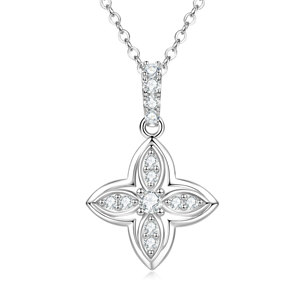 VVS1 <b>D</b> Color GRA Certified 0.25ct Moissanite Four Leaf Clover <b>Necklace</b> Flower Copper 14K Gold Filled heavy party wear jewellery - Product Image 1