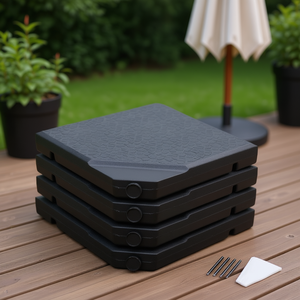 <b>Set</b> Of 4 <b>Square</b> Patio Umbrella Bases Fillable Resin Black Outdoor Furniture Accessory For Patio Umbrella - Product Image 2