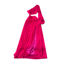 Robe longue élégante asymétrique à découpes à la taille et fente, idéale pour les vacances d'été